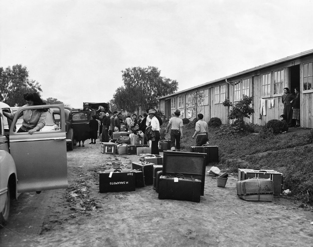 Japanese American internees arriving at Santa Anita Park, 1942. The L.A. County Board of Supevisors voted on Wednesday to repeal a 70-year-old resolution that supported the internment of people of Japanese descent before World War II.
