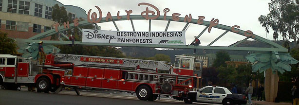 Rainforest protesters at Walt Disney Studios in Burbank.