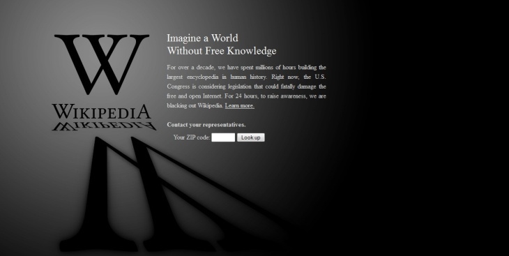 SOPA/PIPA protest, Wikipedia