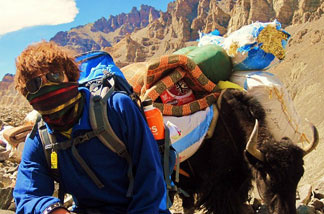 Jordan Romero with load-carrying yak
