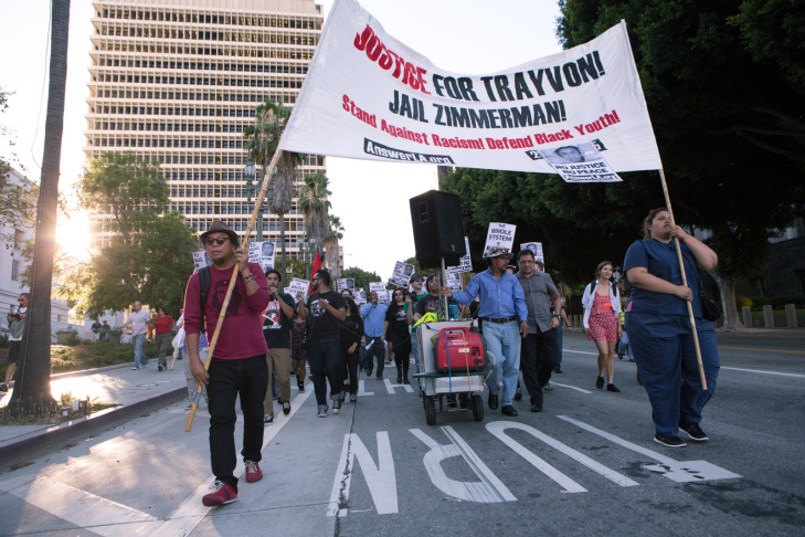 George Zimmerman Protests Los Angeles Trayvon Martin LAPD