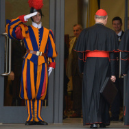 Cardinals gathered in Vatican City on Monday, a day before the papal selection process known as the conclave begins.