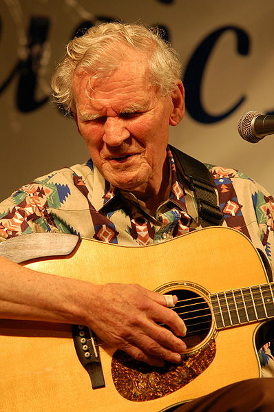 Doc Watson, 86 years old, plays to the crowd at the Sugar Grove Music Fest.