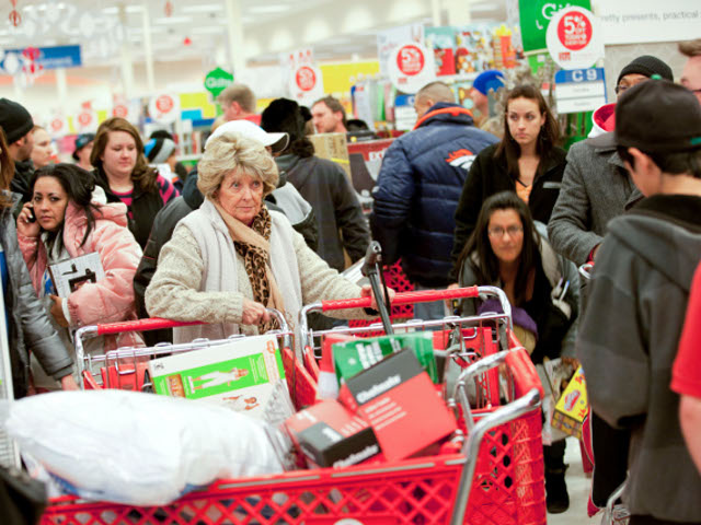 Black Friday shoppers chase deals at Walmart.