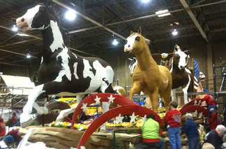 Hundreds of people volunteered this week to put in the finishing touches on floats for the 2011 Tournament of Roses Parade to take place on Saturday, Jan. 1, 2011 in Pasadena, Calif.