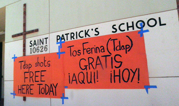 St. Patrick's Catholic School in North Hollywood offered free whooping cough booster shots to the community.