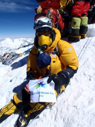 Cindy Abbot at Mt. Everest Summit.