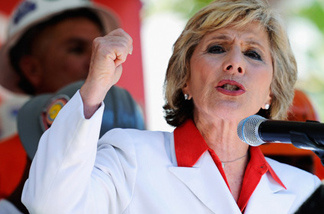 Barbara Boxer, at a rally in Los Angeles on Aug. 13.