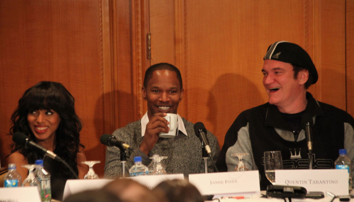 "Django Unchained" Press Conference In NY With Director/Screenwriter Quentin Tarantino, Jamie Foxx, Christoph Waltz, Leonardo DiCaprio, Kerry Washington, Samuel L. Jackson, Walton Goggins, Don Johnson, And Jonah Hill