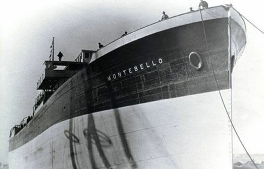 On December 23, 1941, the S.S. Montebello was torpedoed by a Japanese submarine off the coast of Cambria, California, sinking the 8,272 ton tanker carrying three million gallons of crude oil that may still be in its holds.