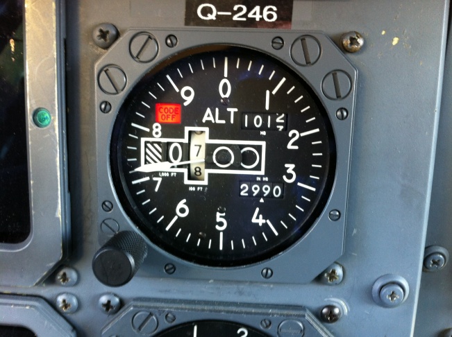 Interior, cockpit, Super Scooper airplane.