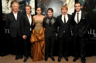 Alan Rickman, Tom Felton, Emma Watson, Daniel Radcliffe, Rupert Grint and Matthew Lewis attend the New York premiere of 'Harry Potter And The Deathly Hallows: Part 2' at the Lincoln Center on July 11, 2011 in New York City.