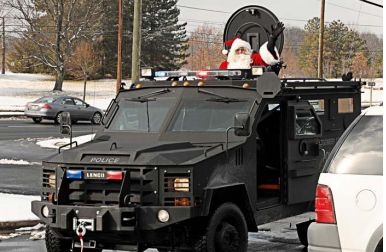 An armored vehicle purchased with anti-terrorism grant funds in Fargo, ND.