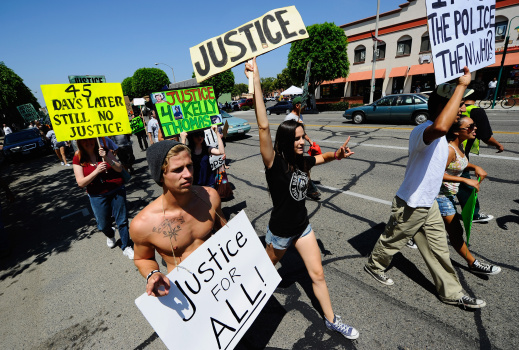 Activist Group Protests Over Fullerton Police Department's Beating Of Homeless Man To Death