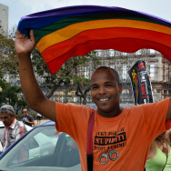 Cubans march along Prado Boulevard in Ha