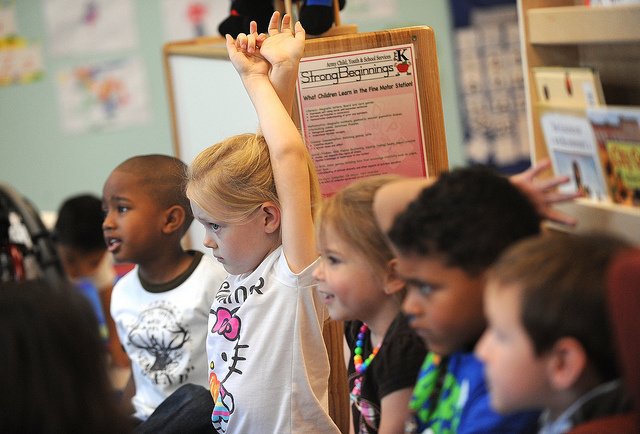 Raising hands