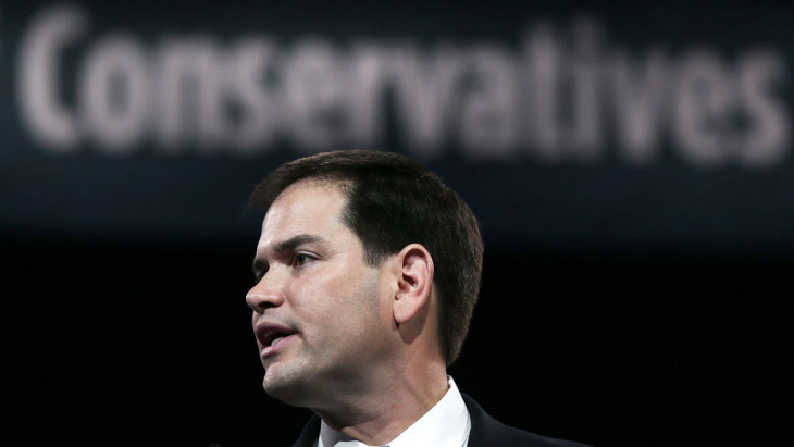 Sen. Marco Rubio, R-Fla., addresses the 40th annual Conservative Political Action Conference on Thursday in Maryland's National Harbor outside Washington, D.C.