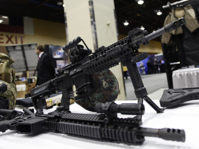 This AR-15 style weapon was on display in March at the 7th annual Border Security Expo in Phoenix, Ariz. It's among the type of weapons that advocates of new gun laws want to see banned.