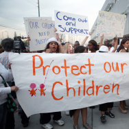 Protestors march near Miramonte Elementa