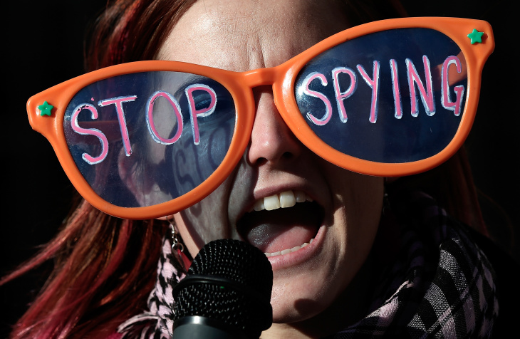Activists Protest Outside Justice Dep't During Obama Speech On NSA Reforms