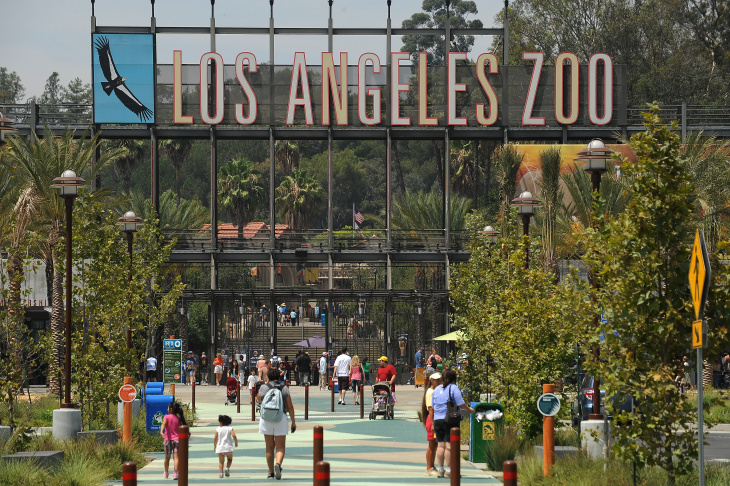 Visitors arrive at the main entrance to
