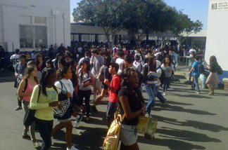 A break between classes at Venice High School. Volunteers gathered there for "Student Recovery Day."