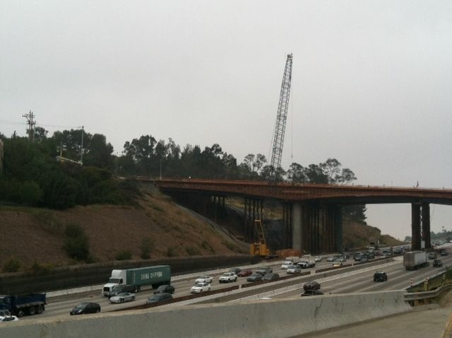 Construction continues on the San Diego (405) Freeway on July 5, 2012.