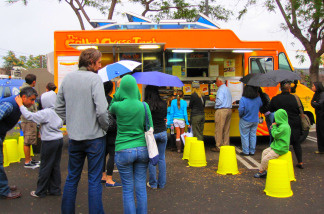 Food trucks at KPCC's food truck event in the Crawford Family Forum, Tuesday, October 5, 2010.