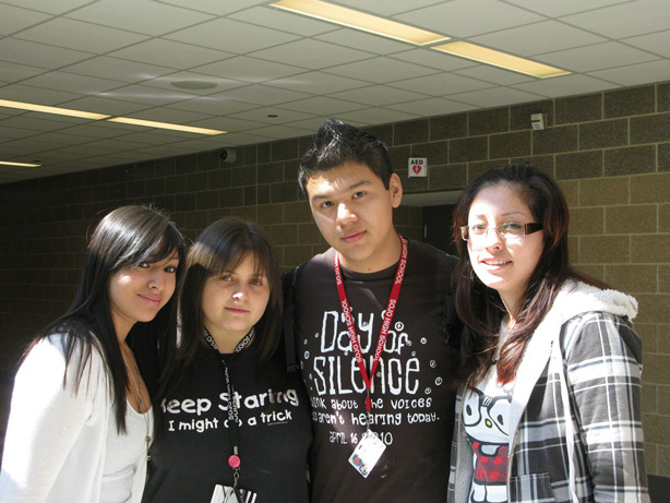 Social Justice High School sophomores Theresa DeLaRosa (from left), Teresa Onstott and Brian Damacio, and senior Jessica Ortega led a campaign for better-tasting and healthier school lunches, speaking at a Chicago Board of Education meeting last month.