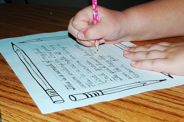 Child writing cursive