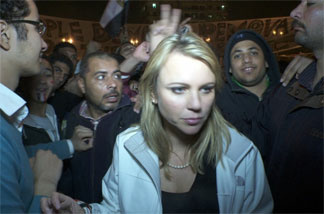 CBS News says this image of correspondent Lara Logan was taken in Tahrir Square shortly before she was assaulted.