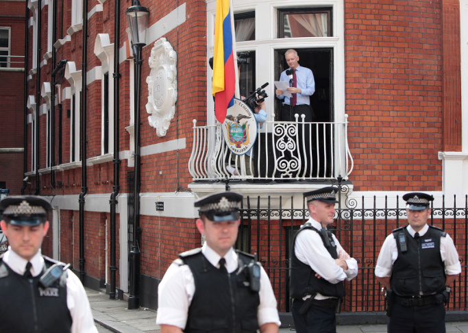 Wikileaks Founder Julian Assange Makes A Statement At The Ecuadorian Embassy