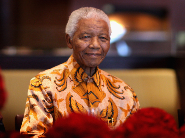 Nelson Mandela photographed during a lunch to Benefit the Mandela Children's Foundation in April 2009 in Cape Town, South Africa.