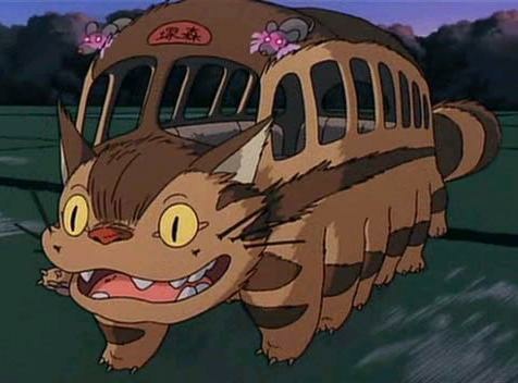 An unforgettable image from Miyazaki's "My Neighbor Totoro." Note the mice as warning lights.
