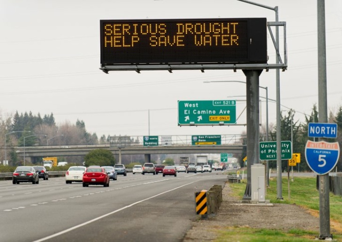 California drought - highway signs