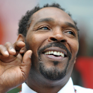 Rodney King speaks with fans before pres