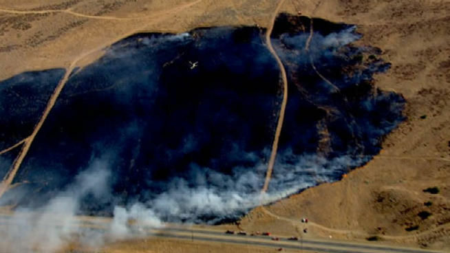 A brush fire was burning in the Palmdale area on Tuesday afternoon.