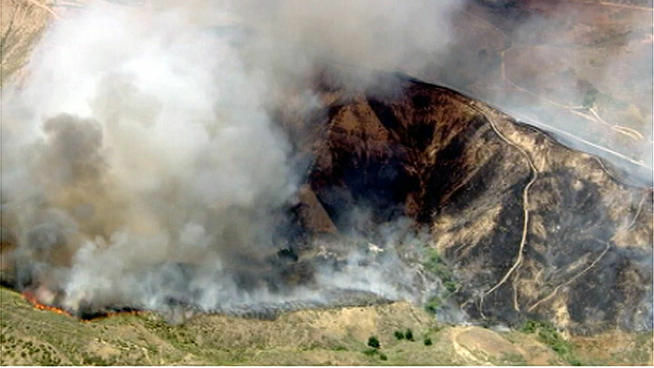 A brush fire near Castaic grew to more than 150 acres and forced the closure of the northbound 5 Freeway on Friday afternoon.