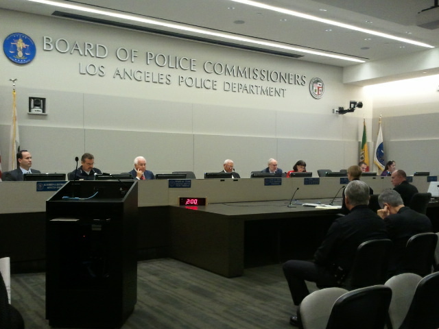 The LAPD Police Commissioners Board hears a report from the Inspector General about officer-involved shootings and assaults on officers.