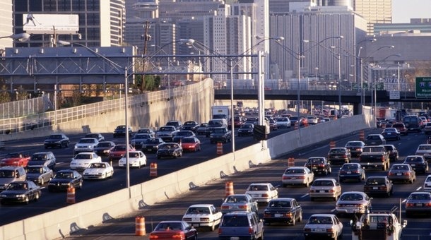 Rush hour traffic in downtown Atlanta, Georgia.