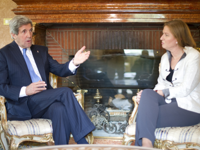 Israeli Justice Minister Tzipi Livni during a meeting with Secretary of State John Kerry at the U.S. Ambassador's residence in Rome in May.