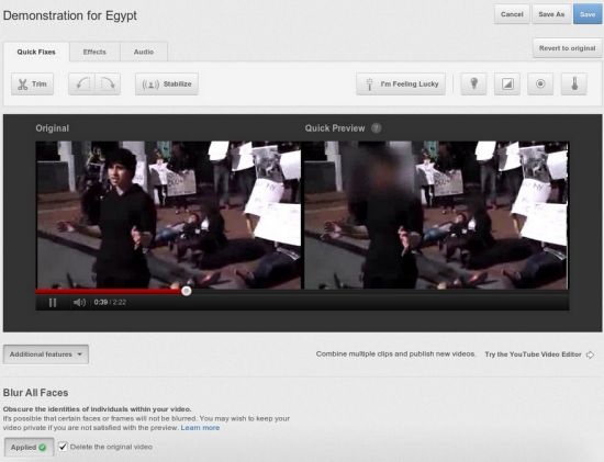 YouTube face blur