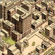 Birdseye View Pub. Co.'s birdseye map of Los Angeles, California in 1909. 