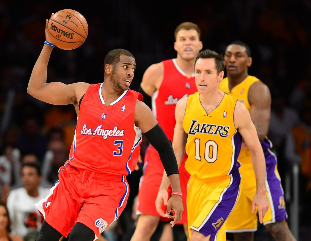 Chris Paul looks to push the ball in a Clipper blue jersey - Clippers News  Surge NBA Gallery - Los Angeles Clippers Pictures & Photos