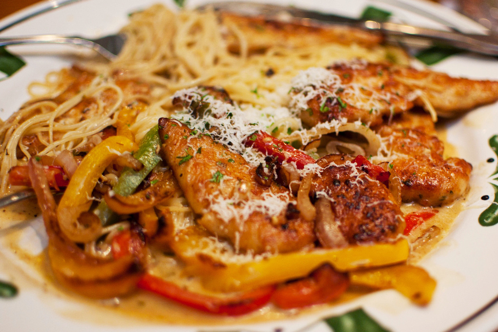 Olive Garden's chicken scampi dish is on the regular carb-heavy menu. Olive Garden's chicken scampi dish is on the regular carb-heavy menu.