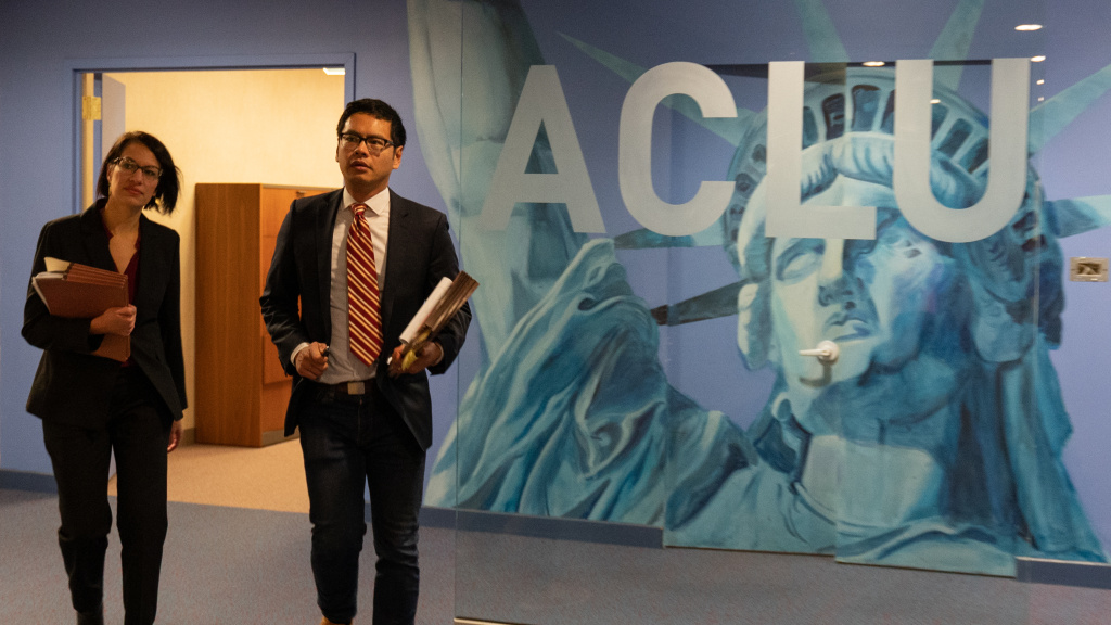 ACLU attorneys Brigitte Amiri and Dale Ho in ACLU attorneys Brigitte Amiri and Dale Ho in