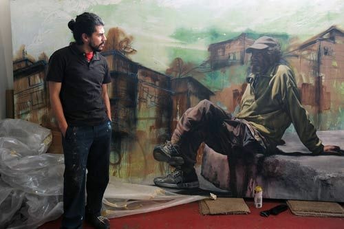 Border Art Alfredo Gutierrez makes portraits of homeless Americans who come to Tijuana because life on the street is cheaper here than in neighboring California.