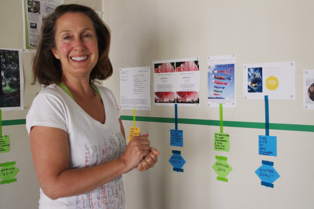 Laila Taslimi stands in front of the timeline posted on the wall of the house she purchased to turn into an early learning center. She got the idea in the spring of 2015. Laila Taslimi stands in front of the timeline posted on the wall of the house she purchased to turn into an early learning center. She got the idea in the spring of 2015.