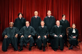 Mercer 14198 The Justices of the US Supreme Court, October 8, 2010, at the Supreme Court in Washington, DC. Front row (L-R): Associate Justice Clarence Thomas, Associate Justice Antonin Scalia, Chief Justice John G. Roberts, Associate Justice Anthony M. Kennedy and Associate Justice Ruth Bader Ginsburg. Back Row (L-R): Associate Justice Sonia Sotomayor, Associate Justice Stephen Breyer, Associate Justice Samuel Alito Jr. and Associate Justice Elena Kagan.