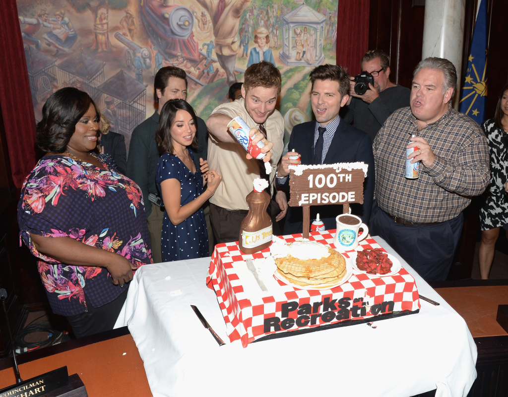 NBC Marietta Sirleaf, Aubrey Plaza, Chris Pratt, Adam Scott and Jim O'Heir attend the NBC